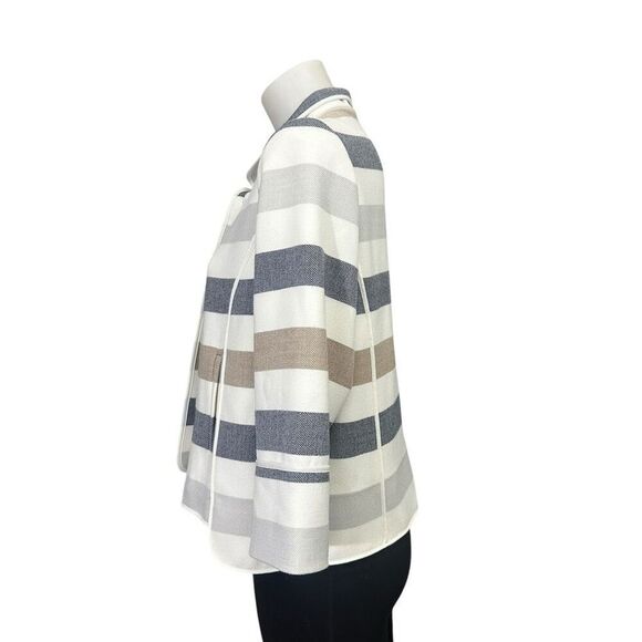 Chico’s Striped Neutrals Short Length‎ Jacket Size 0 / XS Classic Chic - Picture 4 of 9